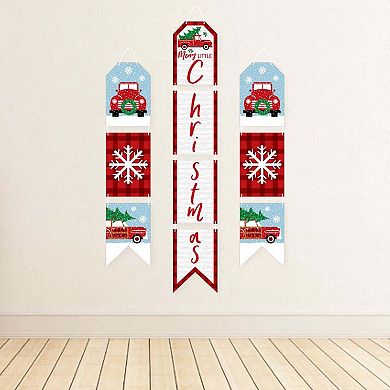Big Dot of Happiness Merry Little Christmas Tree - Hanging Vertical Paper Door Banners - Red Christmas Party Wall Decoration Kit - Indoor Door Decor