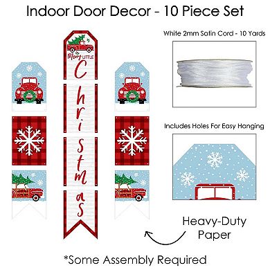 Big Dot of Happiness Merry Little Christmas Tree - Hanging Vertical Paper Door Banners - Red Christmas Party Wall Decoration Kit - Indoor Door Decor