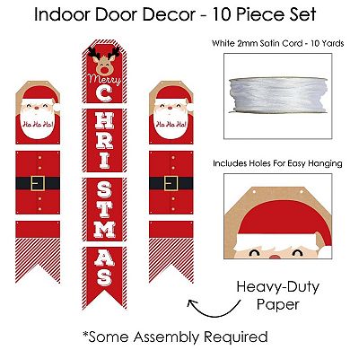 Big Dot of Happiness Jolly Santa Claus - Hanging Vertical Paper Door Banners - Christmas Party Wall Decoration Kit - Indoor Door Decor