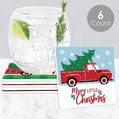 Big Dot Of Happiness Merry Little Christmas Tree Truck Party Decorations Drink Coasters 6 Ct