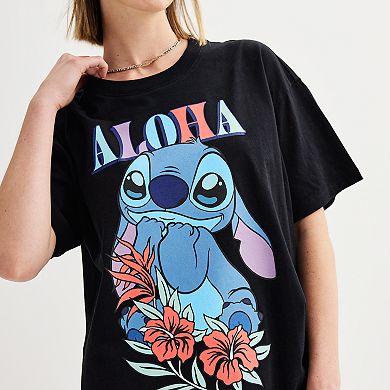 Disney's Stitch Juniors' Aloha Oversized Graphic Tee