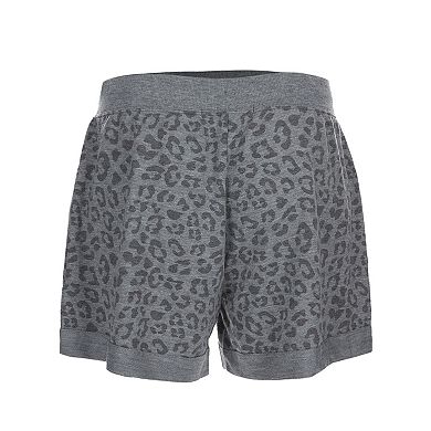 Women's Leopard Print Heathered Terry Lounge Shorts