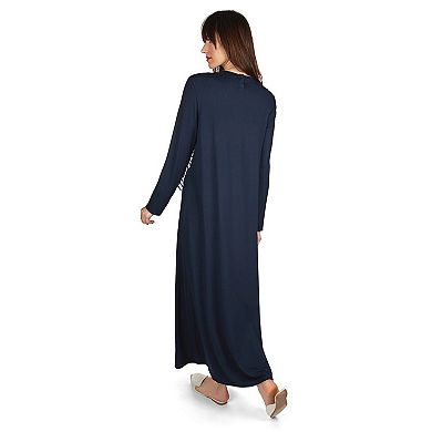 Women's Modest Soft Nursing Gown with Lace Accents