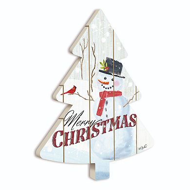 18" White and Red "Merry Christmas" Snowman Hanging Tree Wall Decor