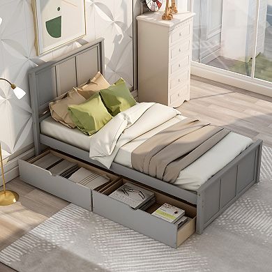 Merax Twin Size Platform Storage Bed,2 drawers with wheels