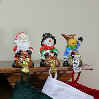 Set of 3 Santa  Snowman and Reindeer Christmas Stocking Holders 5.25"