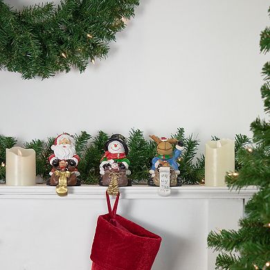 Set of 3 Santa  Snowman and Reindeer Christmas Stocking Holders 5.25"