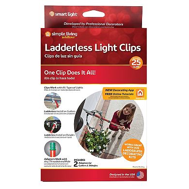 Set of 25 Ladderless Gutter and Shingle Christmas Light Clips - 3.75"