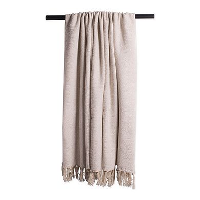 Natural Beige and White Rectangular with Diamond Pattern Design Throw Blanket 50" x 60"
