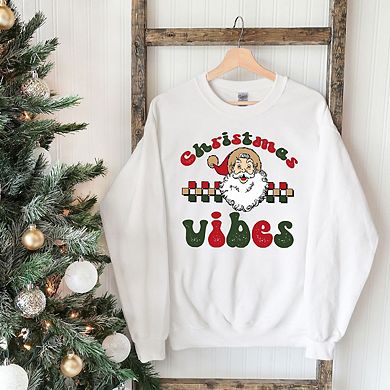 Christmas Vibes Checkered Sweatshirt