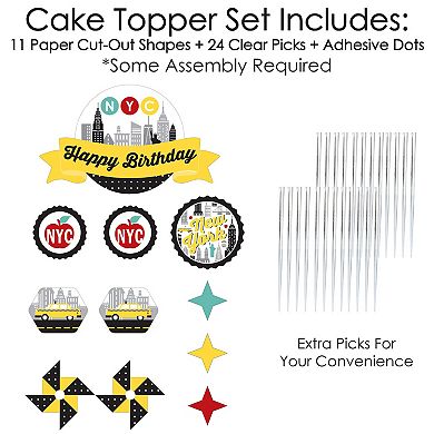 Big Dot Of Happiness Nyc Cityscape - Birthday Party Cake Decor Kit - Cake Topper Set 11 Pc