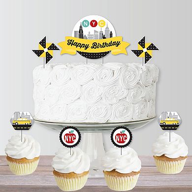 Big Dot Of Happiness Nyc Cityscape - Birthday Party Cake Decor Kit - Cake Topper Set 11 Pc