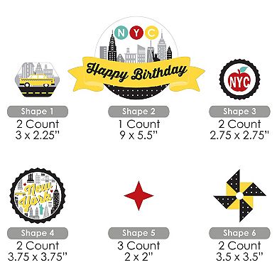 Big Dot Of Happiness Nyc Cityscape - Birthday Party Cake Decor Kit - Cake Topper Set 11 Pc