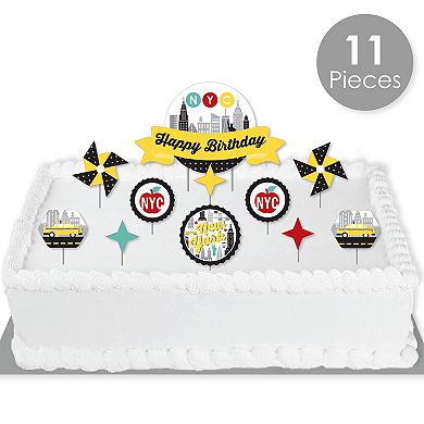 Big Dot Of Happiness Nyc Cityscape - Birthday Party Cake Decor Kit - Cake Topper Set 11 Pc