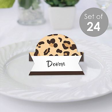 Big Dot Of Happiness Leopard Print - Cheetah Party - Table Setting Name Place Cards - 24 Ct