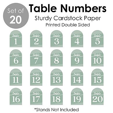 Big Dot Of Happiness Sage Green Elegantly Simple Double-sided 5 X 7" Cards Table Numbers 1-20