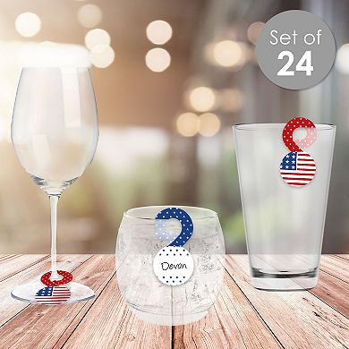 Big Dot Of Happiness Stars & Stripes Patriotic Party Markers For Glasses Drink Tags 24 Ct