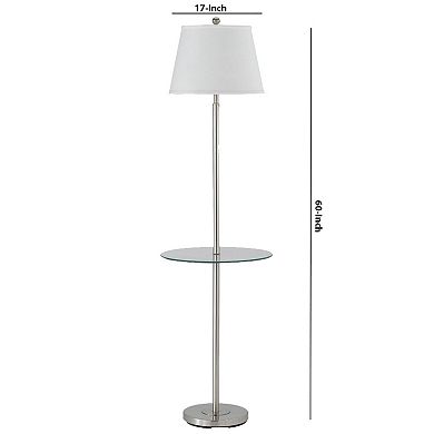 Metal Round 3 Way Floor Lamp with Spider Type Shade, Silver and Brown