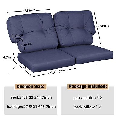 Aoodor Deep Seating Outdoor Loveseat Cushion Set With Back Cushion Set Of 2