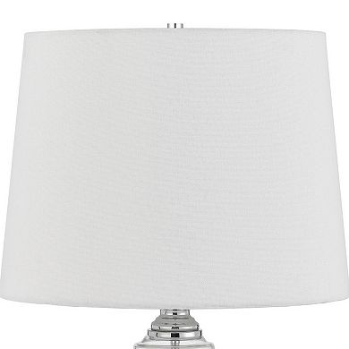 23 Inch Hourglass Ribbed Glass Base Table Lamp, Dimmer, Clear