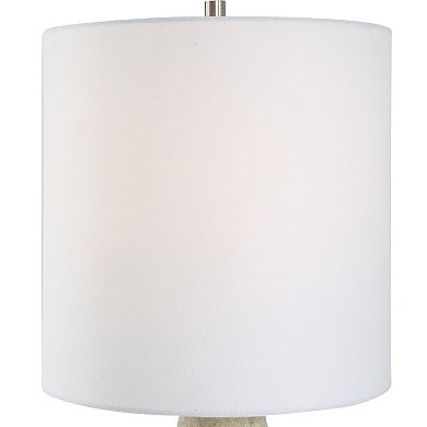 24 Inch Naturally Crafted Table Lamp, Porcelain Ceramic, Classic, White