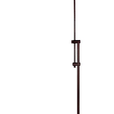 3 Way Metal Floor Lamp with and Adjustable Height Mechanism, Brown