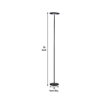 Floor Lamp with Adjustable Torchiere Head and Sleek Metal Body, Black