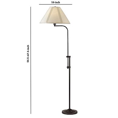 3 Way Metal Floor Lamp with and Adjustable Height Mechanism, Bronze