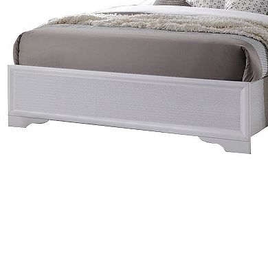 Wooden Twin Size bed with Bracket Legs and Crystal Accented Headboard, White