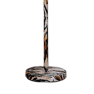Fabric Wrapped Floor Lamp with Animal Print, Yellow and Black