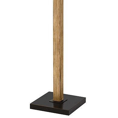 Wooden Floor Lamp with 3 Metal Mesh Shades, Brown and Black
