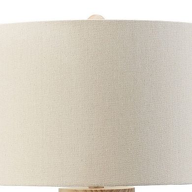 24 Inch Bohemian Table Lamp, Paper Rope, Hardback Fabric Shade, Brown