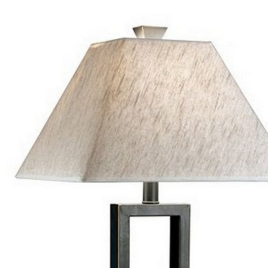 Geometric Metal Body Table Lamp with Fabric Shade, Set of 2,Black and White