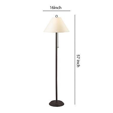 Metal Floor Lamp with Pull Chain Switch and Paper Shade, Off White and Black