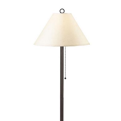 Metal Floor Lamp with Pull Chain Switch and Paper Shade, Off White and Black