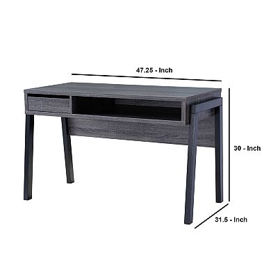 30 Inch 1 Drawer Wooden Office Desk, Distressed Gray