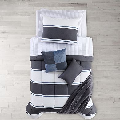 The Big One® Henry Striped Reversible Comforter Set with Sheets, Throw & Decorative Pillows