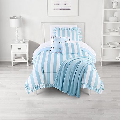 The Big One® Lucille Stripe Ruffled Reversible Comforter Set with Sheets, Throw & Decorative Pillows