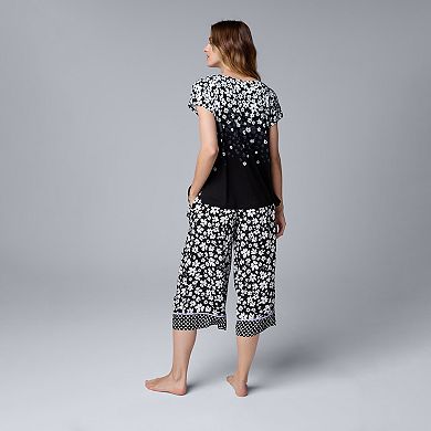 Women's Simply Vera Vera Wang Dolman Sleeve Pajama Top & Pajama Culotte Pants Set