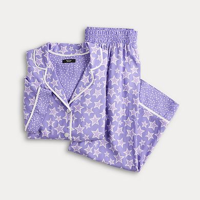 Women's Simply Vera Vera Wang Short Sleeve Notch Pajama Top & Pajama Culotte Pants Set
