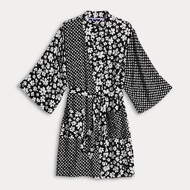 Women's Simply Vera Vera Wang Woven 3/4 Sleeve Wrap Robe