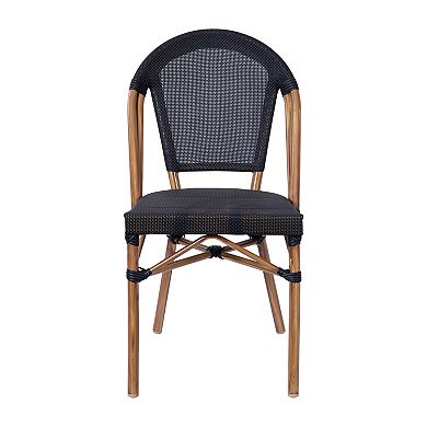 Emma And Oliver Massalia Indoor/outdoor Stacking French Bistro Style Chairs With Textilene Seat