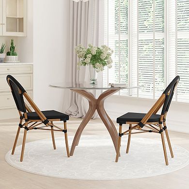 Emma And Oliver Massalia Indoor/outdoor Stacking French Bistro Style Chairs With Textilene Seat