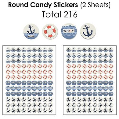 Big Dot Of Happiness Ahoy - Nautical - Party Candy Favor Sticker Kit - 304 Pieces