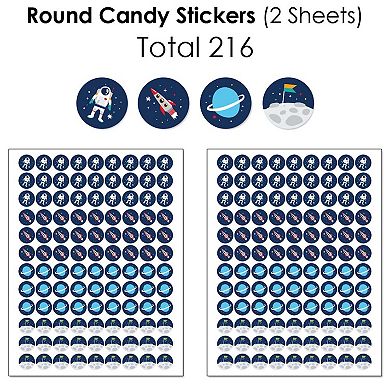 Big Dot Of Happiness Blast Off To Outer Space - Birthday Party Candy Favor Sticker Kit 304 Pc