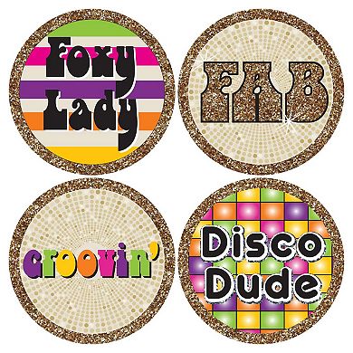Big Dot Of Happiness 70's Disco 1970's Disco Fever Funny Name Tags Party Badges Sticker 12 Ct