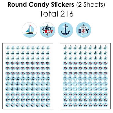 Big Dot Of Happiness Ahoy It's A Boy - Nautical Baby Shower Candy Favor Sticker Kit - 304 Pc