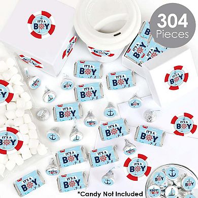 Big Dot Of Happiness Ahoy It's A Boy - Nautical Baby Shower Candy Favor Sticker Kit - 304 Pc