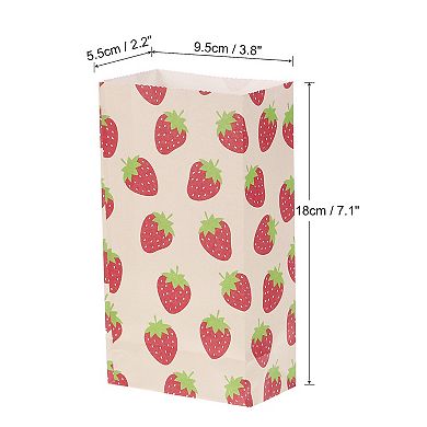 3.8x2.2x7.1 Inch Paper Gift Bag, Strawberry Storage Bag For Party Favor, 50 Pack