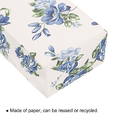 3.8x2.2x7.1 Inch Paper Gift Bag, Blue Flower Storage Bag For Party Favor, 50 Pack